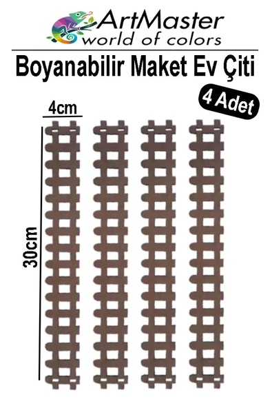 Ahşap Maket Çit 30x4 cm Boyanabilir 4 Adet Minyatür Bahçe Çiti Dekoratif Tasarım Okul Hobi Proje ürün görseli 1