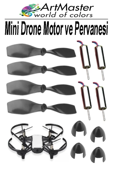 Mini Drone Motor Ve Pervanesi 4 Adet Dc Motor Yüksek Hızlı Çekirdeksiz Pervane Kanatı Helikopter Uçak Drone Deney Okul ürün görseli 1