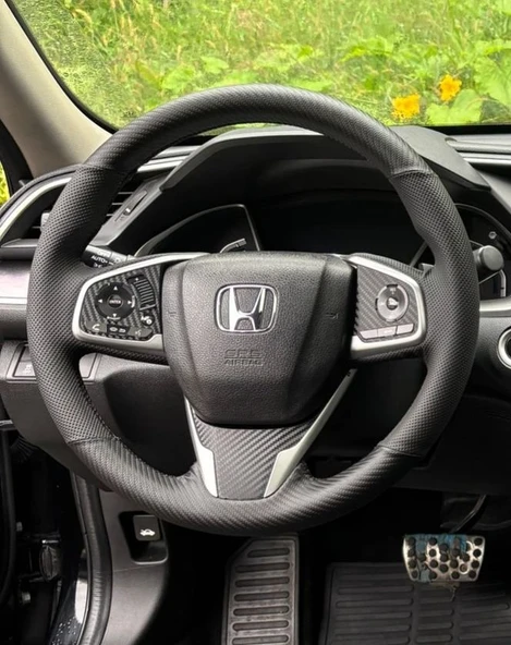 Honda Civic Fc5 Araca Özel Direksiyon Kılıfı AÇIKLAMAMIZI OKUYUNUZ!  ( KARBON NOKTA SİYAH İP ) ürün görseli 1