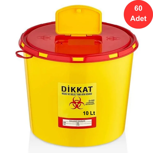 Tıbbi Atık Kovası 10 Litre x 60 Adet - Güvenli ve Dayanıklı (TAK 3210) ürün görseli 1