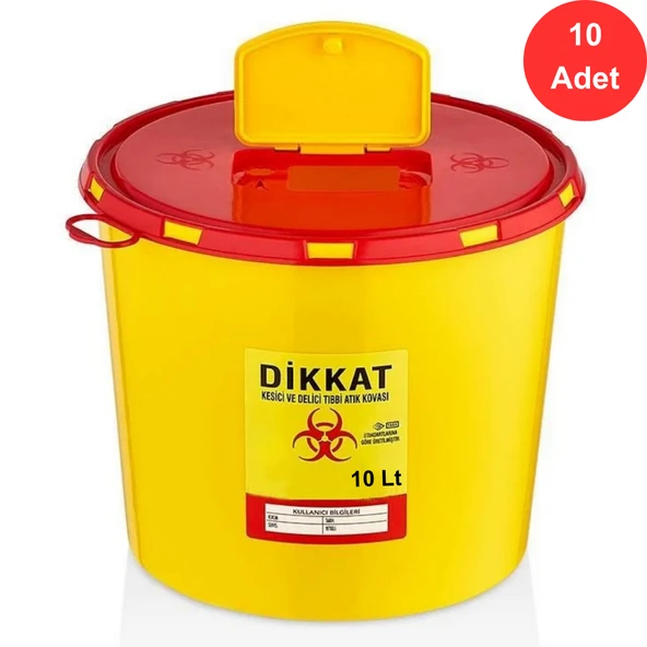 Tıbbi Atık Kovası 10 Litre x 10 Adet - Güvenli ve Dayanıklı (TAK 3210) ürün görseli 1