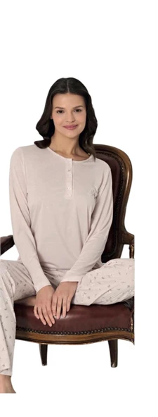Pijadore Kadın Viskon Uzun Kollu Pijama Takımı 1916 ürün görseli 1