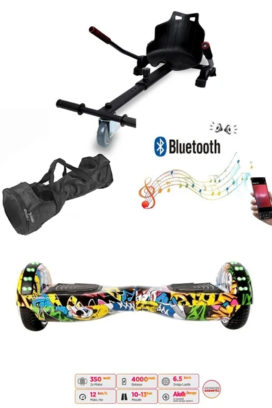 Citymate Elektrikli Kaykay Akıllı Denge Hoverboard + HoverKart + Çanta FULL LEDLİ EXTREM PAKET D01 ürün görseli 1