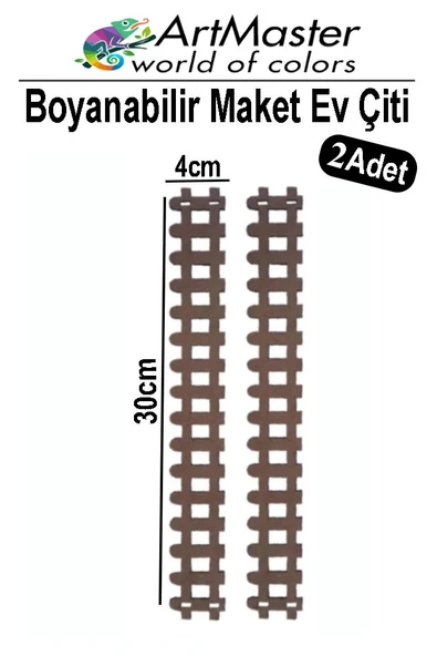 Ahşap Maket Çit 30x4 cm Boyanabilir 2 Adet Minyatür Bahçe Çiti Dekoratif Tasarım Okul Hobi Proje ürün görseli 1