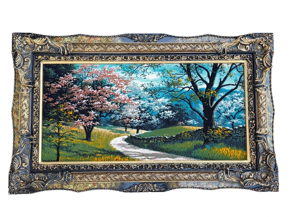 Pembe Yol Adlı İran Tebriz Halı Tablo 123x75cm - Duvar Halı Kilim Tablo ürün görseli 1