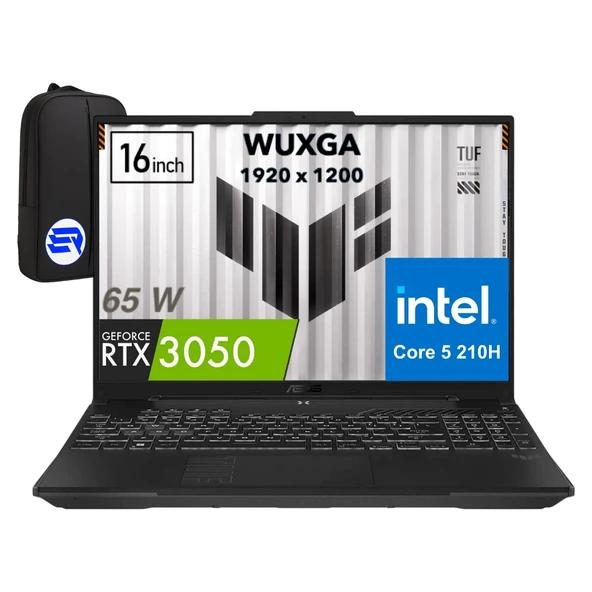 Asus Tuf Gaming F16 FX607VJ-RL033EP4 Intel Core 5-210H 24GB 1tb SSD RTX3050 6gb 16 Inç Full Hd+ 144Hz + Elektropasaj Çanta ürün görseli 1