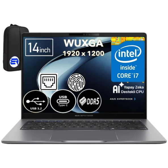 Asus Expertbook P3405CVA-I7161TBG1DEP2 I7-13620H 32GB Ram 1tb SSD 14" Wuxga WIN11 Pro + Elektropasaj Çanta ürün görseli 1