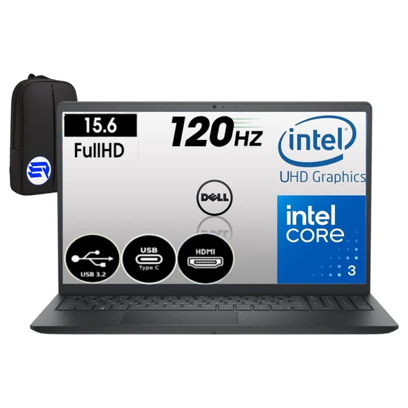 Dell 15 Intel Core I3-100U 32GB Ram 256GB SSD 15.6" Fhd 120Hz IPS Windows 11 Pro DC15250EP9 + Elektropasaj Çanta ürün görseli 1