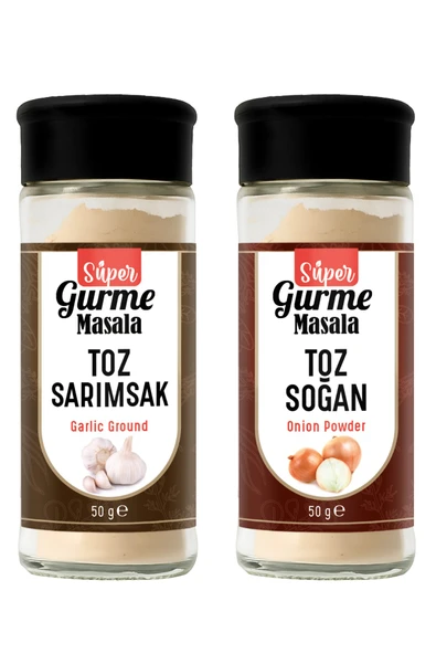 Sarımsak ve Soğan Tozu Seti 2x50 gr – Cam Ambalaj – Tuzluklu Kapak ürün görseli 1