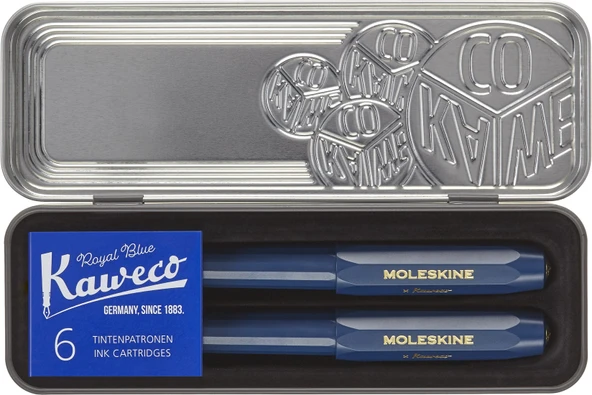 Moleskine X Kaweco Dolma Kalem Ve Tükenmez Kalem Seti Mavi ürün görseli 1