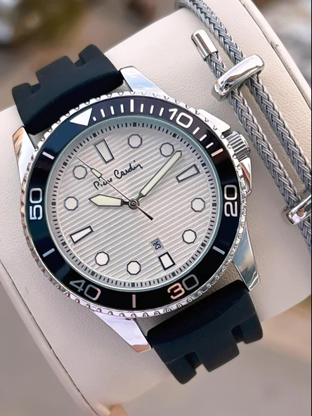 Pierre Cardin Silikon Kordon 2 Yıl Garantili 3 Atm Suya Dayanıklı Erkek Kol Saati PP.800311F03 ürün görseli 1