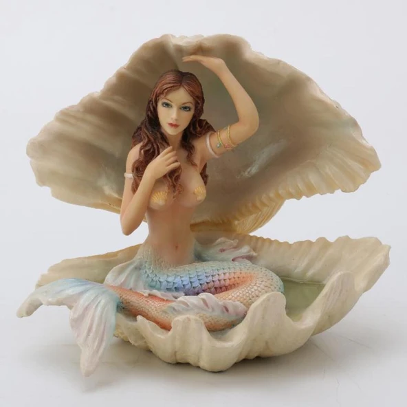 Wise Karışık-Wise Biblolar - İstiridye İçinde Denizkızı Biblo 15x13x13 cm Dekoratif Obje Hediyelik ürün görseli 1