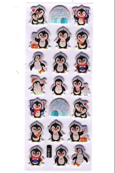 Sticker Kabartmalı Sticker Defter Planlayıcı Etiket (cb634) 16x7 cm- Sevimli Penguenler ürün görseli 1
