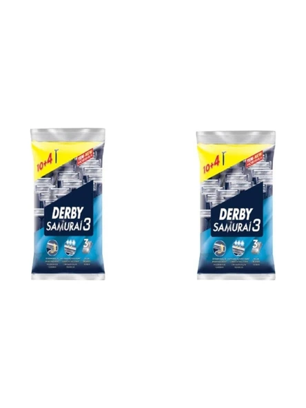 Derby Samurai 3 Tıraş Bıçağı 10 + 4 Poşet X 2 Adet ürün görseli 1