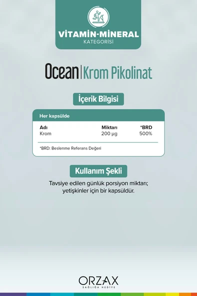 OCEAN KROM PIKOLINAT 200 MCG 90 CAP - Resim 2