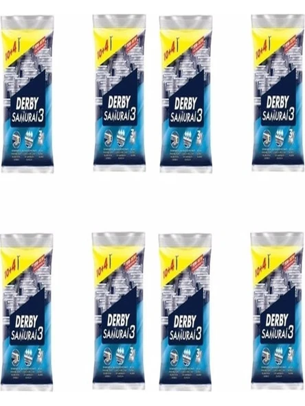 Derby Samurai 3 Tıraş Bıçağı 3 Bıçaklı 10+4 Paket X 8 Adet ürün görseli 1