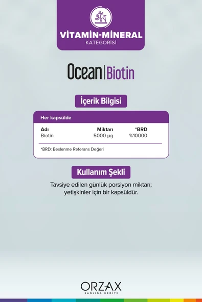 OCEAN BIOTIN 5000 MCG 60 CAP. - Resim 2