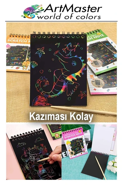 PTTAVM: Gökkuşağı Kazıma Defteri Sihirli A5 15x20 cm 3 Paket 10