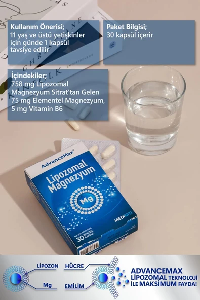 ADVANCEMAX LIPOZOMAL MAGNEZYUM 30 CAP. - Resim 3