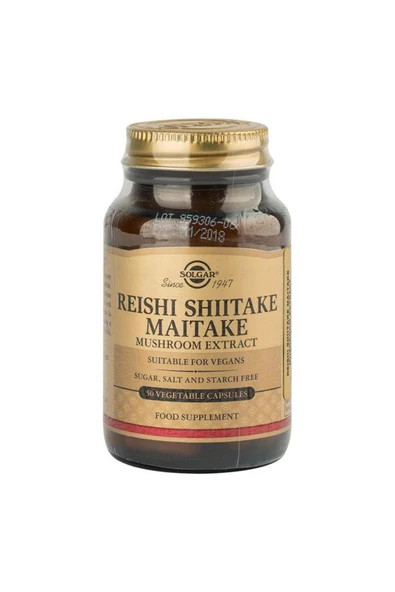 SOLGAR REISHI SHIITAKE MAITAKE MUSHROOM EXTRACT 50 CAP. ürün görseli 1