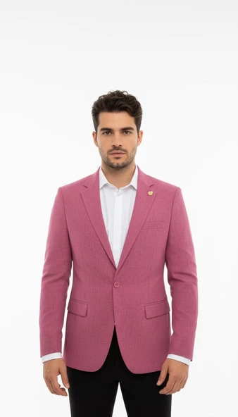 Plus Scorpion Gül Kurusu Erkek Slim Fit Tek Düğmeli Blazer Ceket – Astarlı, Şık ve Modern Kesim ürün görseli 1