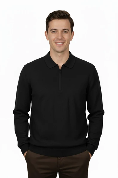 Erkek Regular Fit Polo Yaka Petek Triko Kazak BGL-ST04825 ürün görseli 1