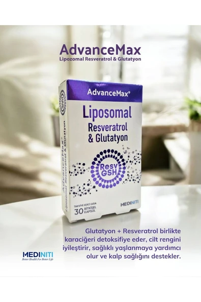 ADVANCEMAX LIPO RESVERATROL&GLUTATYON 30 KAPSUL - Resim 2