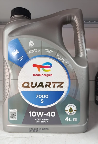 TOTAL QUARTZ 7000 S 10W-40 4 LT MOTOR YAĞI ürün görseli 1