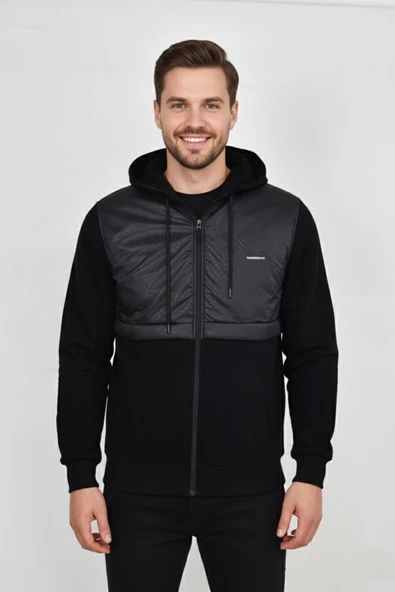 Erkek Kapitone Modelli 3 İplik Kapüşonlu Sweatshirt BGL-ST04865 ürün görseli 1