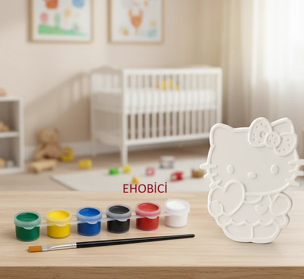 Ehobici Taş Boyama Seti Hello Kitty 6 Renk Akrilik Boya 5ml + Fırça ürün görseli 1