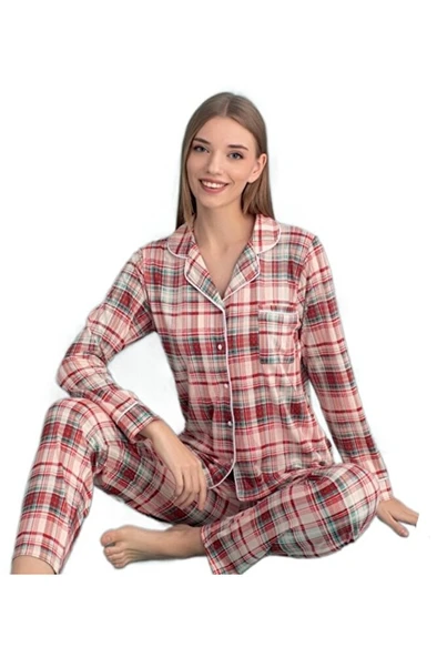 Amaray Tasarım Uzun Kollu Kadın Pijama Takımı Yumuşak Dokulu ve Şık S/2XL ürün görseli 1