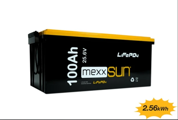 Mexxsun - İnges 25,6 Volt 100 Amper Lityum Akü - 2,56 kWh LifePo4 batarya - 24 volt ürün görseli 1