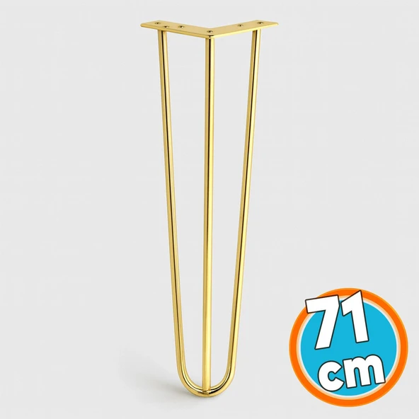 Masa ve Sehpa Ayağı Tekli Dayanıklı Mobilya Yükseltici Destek Modeli 71 cm Gold Altın Metal ürün görseli 1