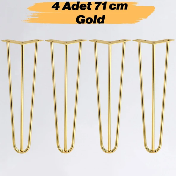 Masa ve Sehpa Ayağı Tekli Dayanıklı Mobilya Yükseltici Destek Modeli 71 cm Gold Altın Metal 4'lü Set ürün görseli 1