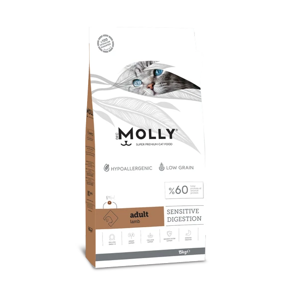 Molly Hipoalerjenik Düşük Tahıllı Kuzu Etli Yetişkin Kedi Maması 15 Kg ürün görseli 1