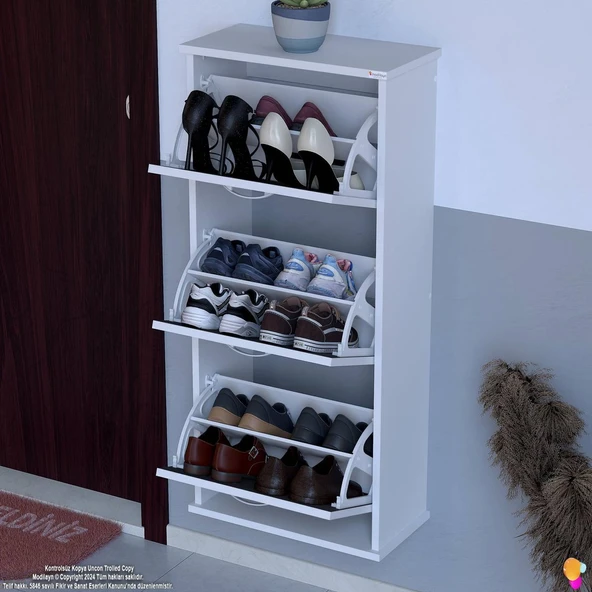 Modilayn VARBİ Asma Kapı Önü 52x 115x 26 cm’ lik 3 Düşer Kapak 6 Göz Bölmeli Ayakkabılık ürün görseli 1