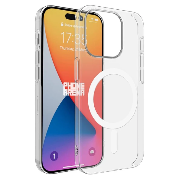 Zore iPhone 15 Pro ile Uyumlu Kılıf M-safe Şarj Özellikli Şeffaf Tek Kamera Çerçeveli Porto Kapak ürün görseli 1