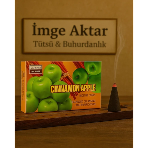 Darshan İncense Cinnamon&Apple Tarçın&Elma Konik Tütsü 10 Adet  ürün görseli 1