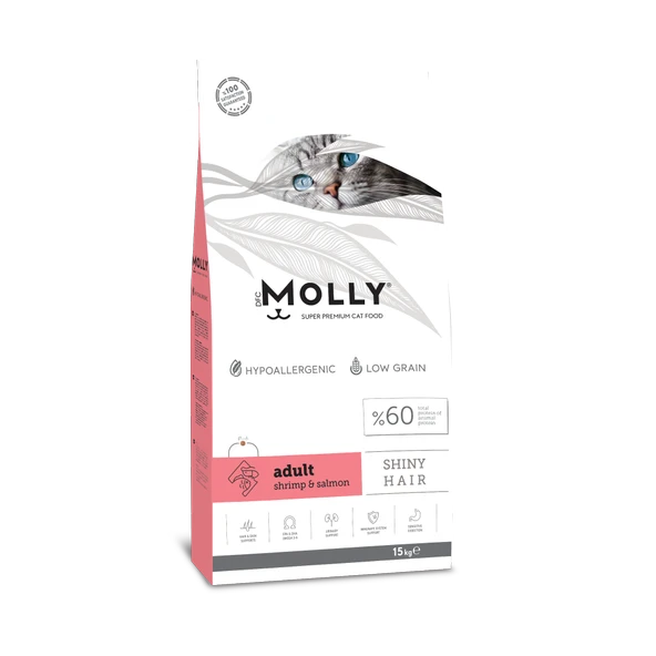 Molly Hipoalerjenik Düşük Tahıllı Karidesli ve Somonlu Yetişkin Kedi Maması 15 Kg ürün görseli 1