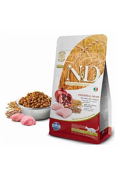 N&D Ancestral Grain Tavuk Kısırlaştırılmış Yetişkin Kedi Maması, 5 Kg ürün görseli 1