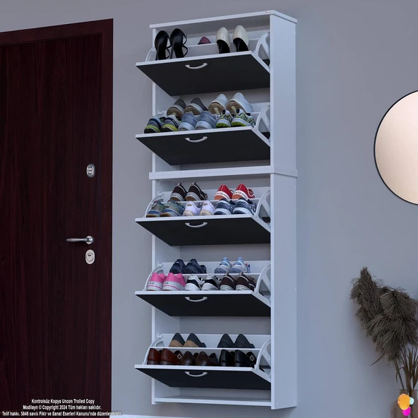 Modilayn VERVE Asma Antre 72x194x26 cm’ lik 5 Düşer Kapak 10 Göz Bölmeli Ayakkabılık ürün görseli 1