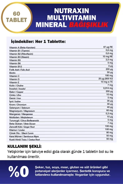 NUTRAXIN MULTIVIT COMPLEX IMMUN 60 TB - Resim 8