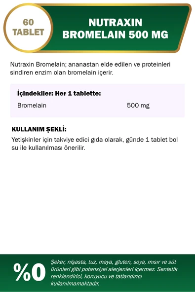 NUTRAXIN BROMELAIN 500 MG  60 KAPSÜL - Resim 3