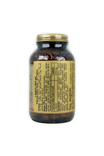 SOLGAR L-ARGININE 1000 MG 90 TAB. - Resim 2