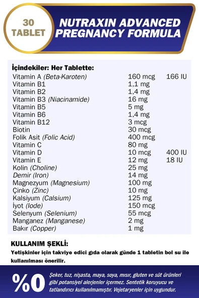 NUTRAXIN PREGNANCY FORMULA 30 TABLET - Resim 8
