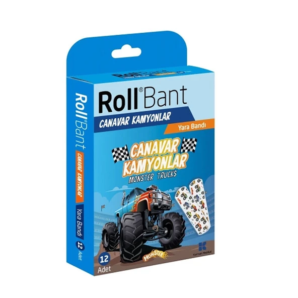 Roll Bant Canavar Kamyonlar Figürlü Yara Bandı 12 Adet ürün görseli 1