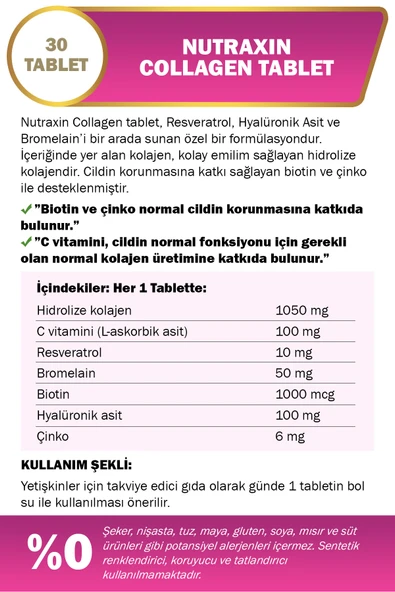 NUTRAXIN COLLAGEN 30 TABLET - Resim 3