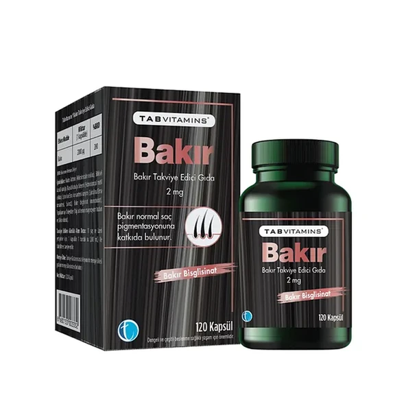 Tab Vitamins Bakır İçeren Takviye Edici Gıda 120 Kapsül ürün görseli 1