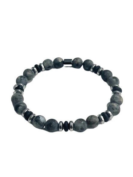 JTAW25BLK1646 8 MM CEYT ve HEMATİT DOĞALTAŞ ESNEK KOYU GRİ GARANTİLİ JANTİ BİLEKLİK ürün görseli 1