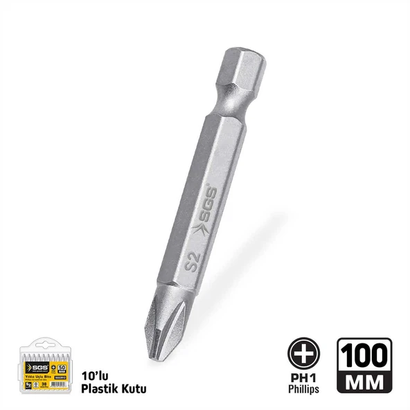 SGS YILDIZ UÇLU BİTS S2 PH1X100mm Sand-Pro Series (10 ADET) ürün görseli 1